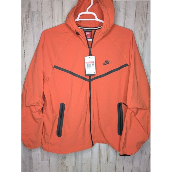NWT Nike Tech Woven Full Zip Orange Windbreaker Jacket HM7151-846 $145 Size L